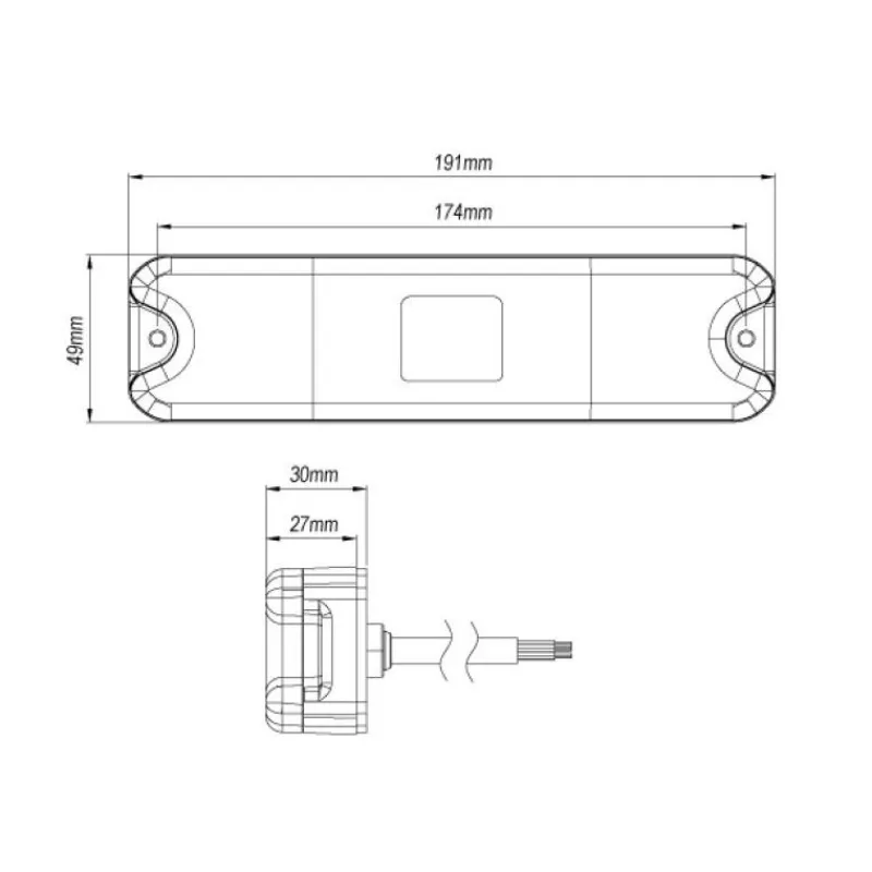 Best Primusdanmark Baglygte smal med 4 funktioner - 191 x 50 mm - 12/24 volt