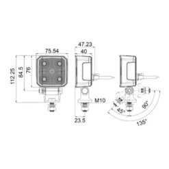 Discount Primusdanmark LED Projektør/Arbejdslampe - 20 watt - Firkantet design