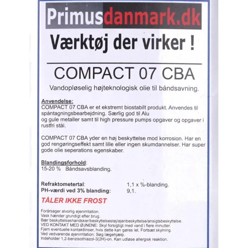 Hot Primusdanmark Skæreolie/Kølemiddel Compact 07 CBA 2,5 liter