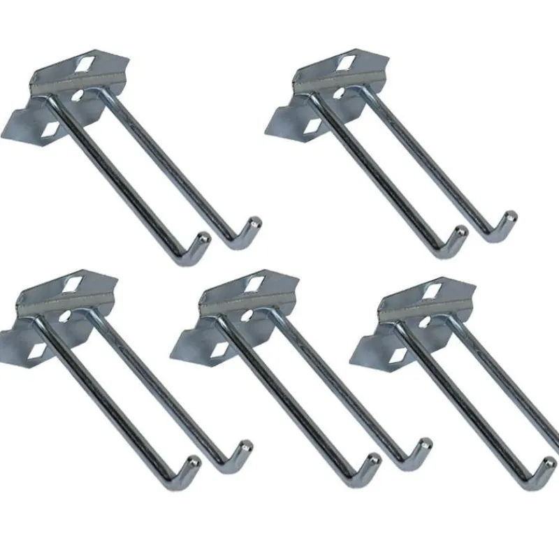 Clearance Primusdanmark 5 stk. Kroge - dobbelt - 100 mm - til hulplade (10 x 10 mm) + værkstedsvogne